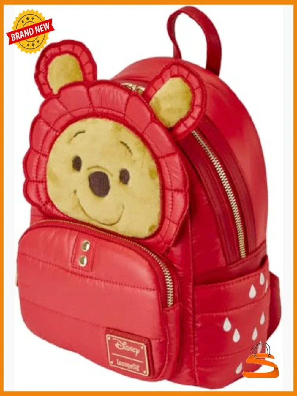 Vegan Leather Plush Puffer Backpack, Daypack, Adjustable Straps, 9x10.5x4.5